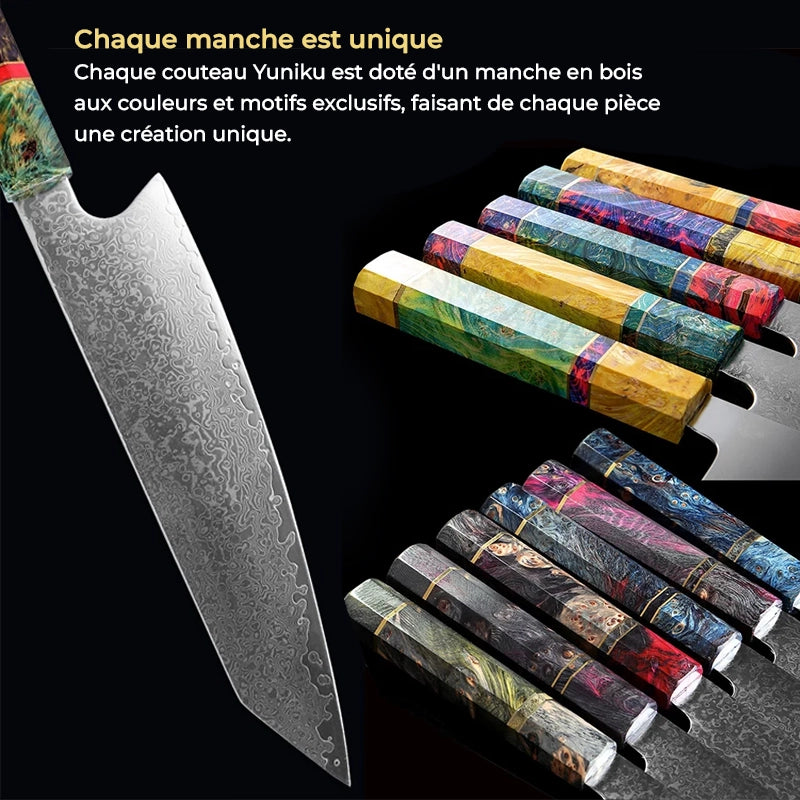 Couteau Japonais en Acier Damas avec manche unique