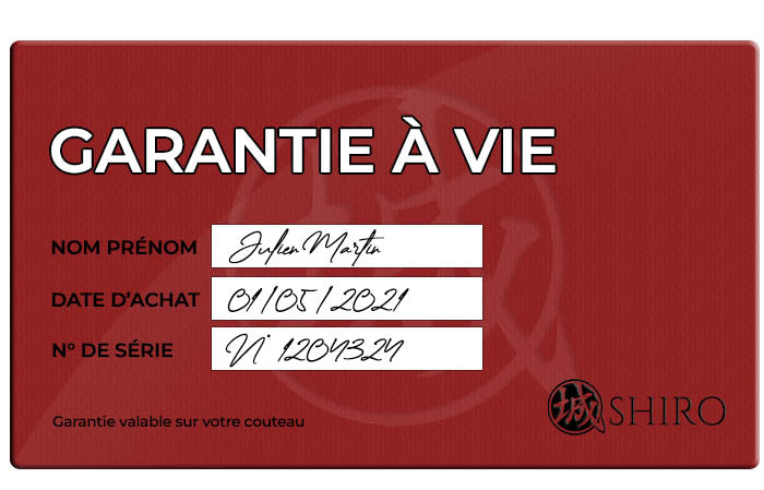 Garantie à vie de votre couteau